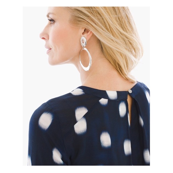 New! CHICO’S Black Label Polka Dot Tier-Sleeve Top - Picture 6 of 14